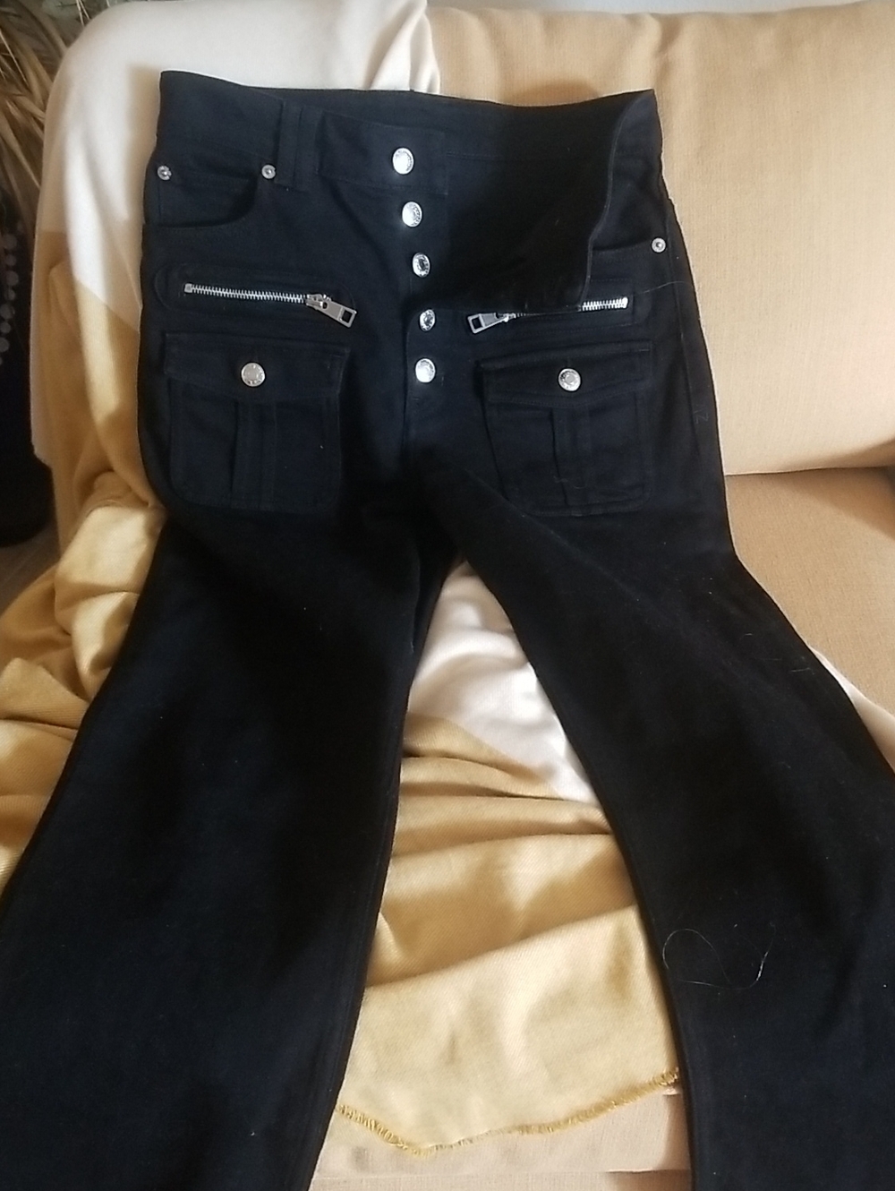 Zadig & Voltaire Black Women's Jeans with Front Pockets & Silver Hardware